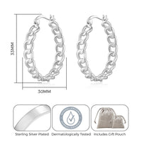 Silver Plated Link Hoop Earrings