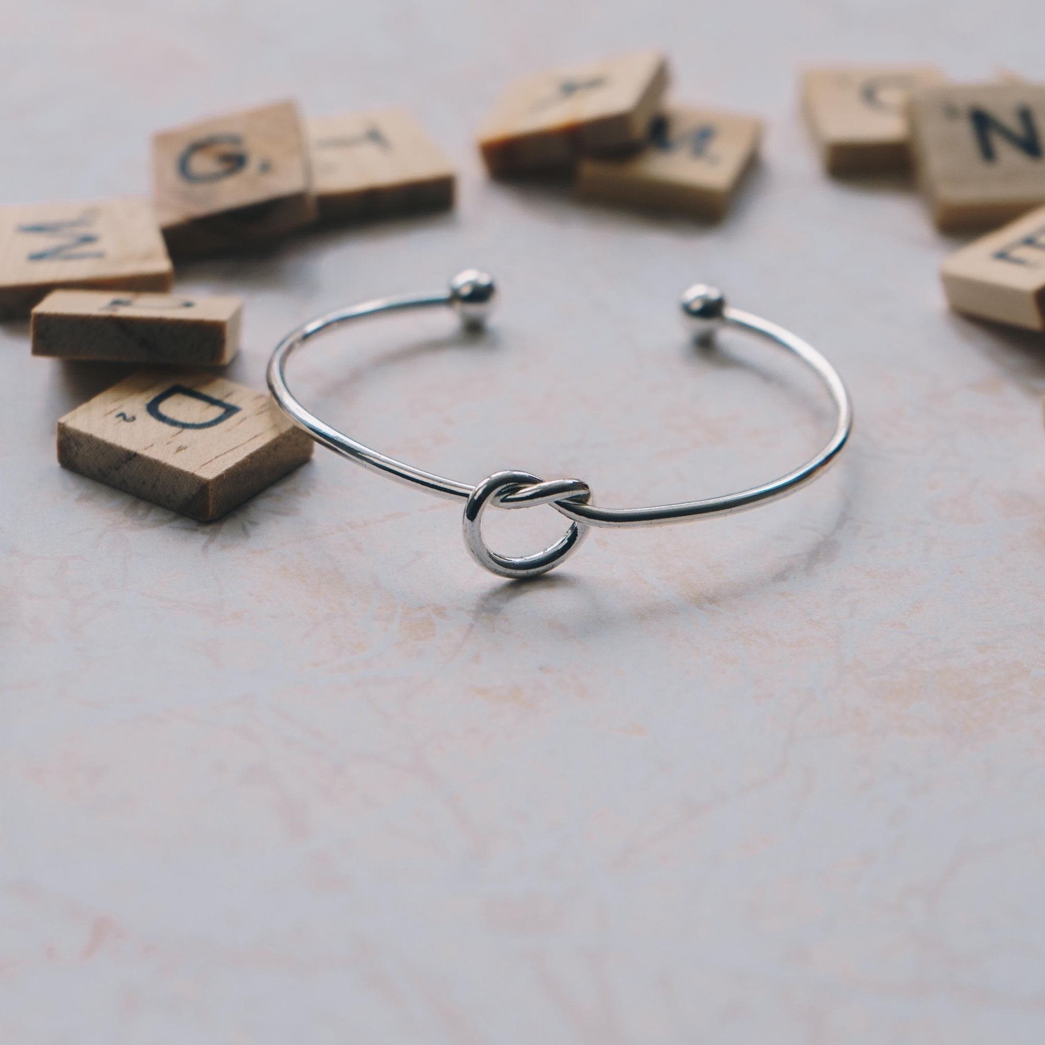 Silver Plated Love Knot Cuff Bangle