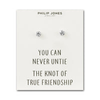 Silver Plated Love Knot Earrings with Quote Card