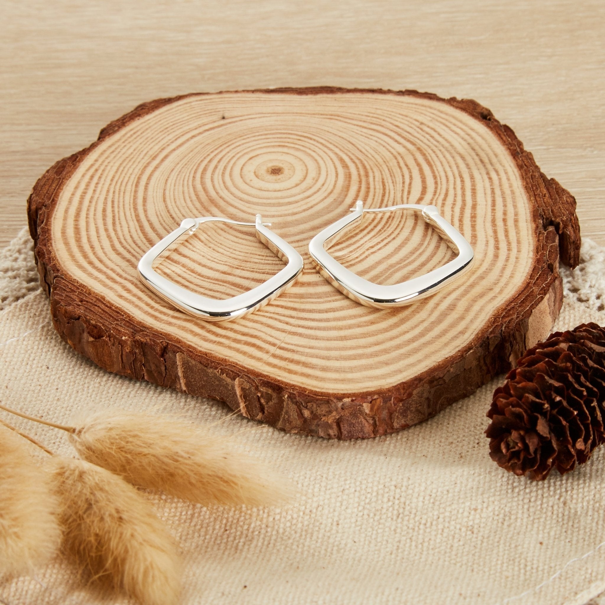 Silver Plated Medium Chunky Hoop Earrings