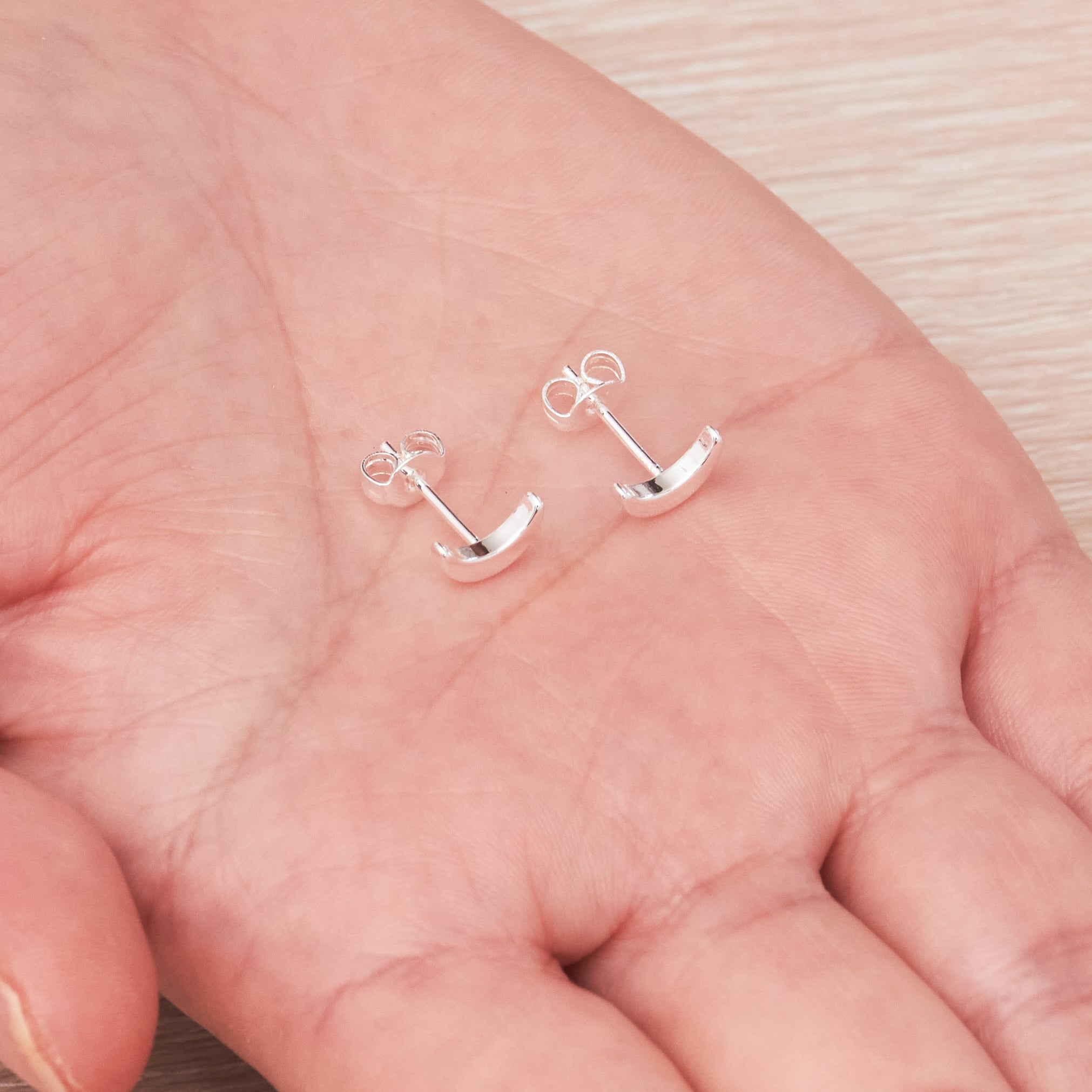 Silver Plated Moon Stud Earrings