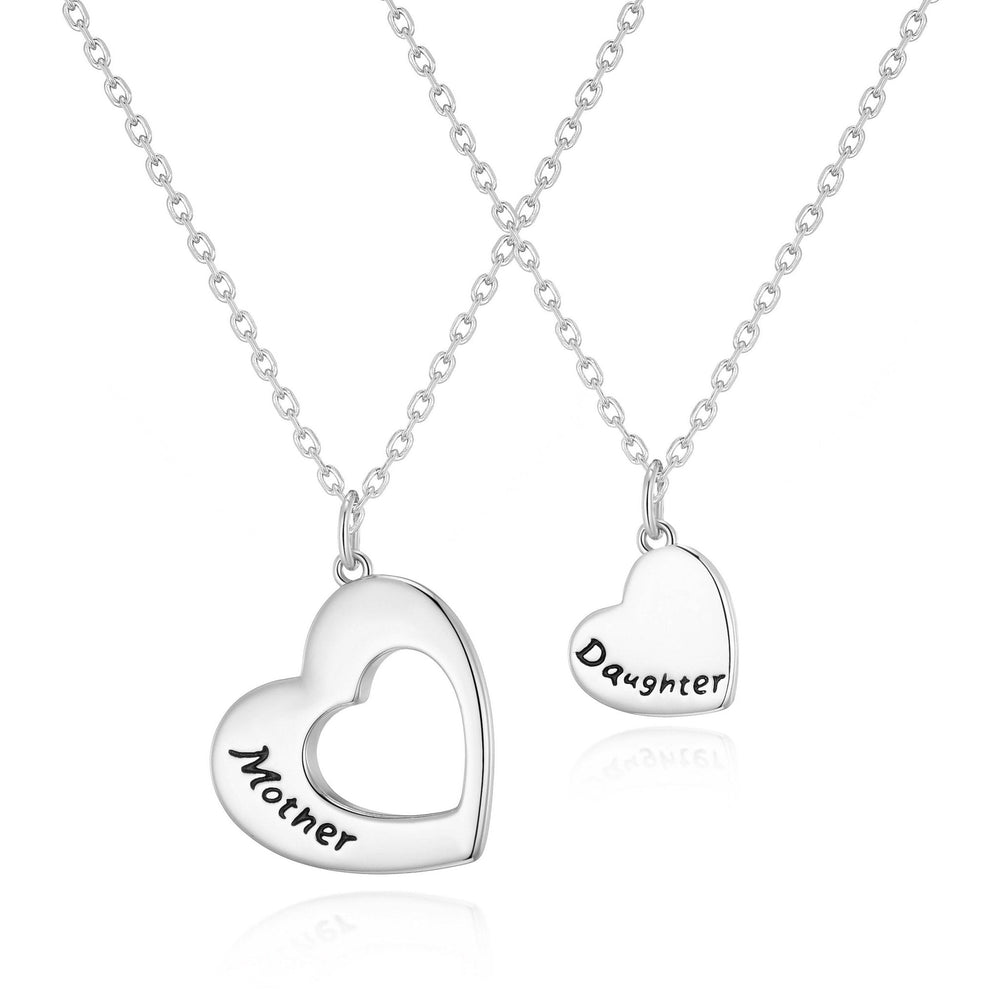 Silver Plated Mother and Daughter Necklace Set
