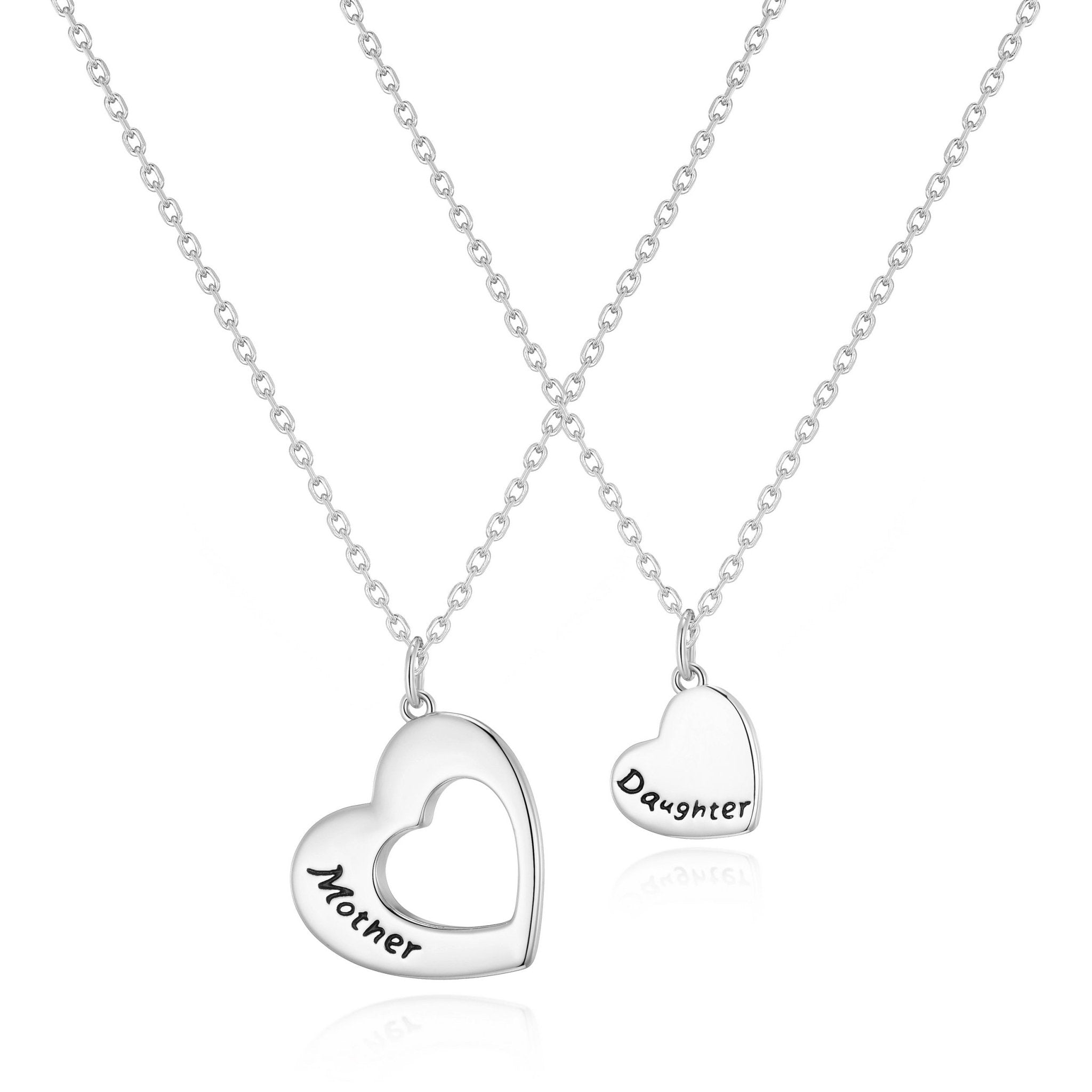 Silver Plated Mother and Daughter Necklace Set with Quote Card
