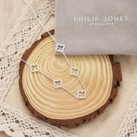 Silver Plated Multi Clover Necklace Created with Zircondia® Crystals