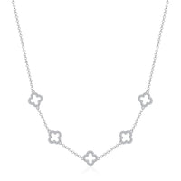 Silver Plated Multi Clover Necklace Created with Zircondia® Crystals