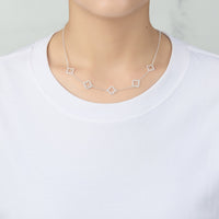 Silver Plated Multi Clover Necklace Created with Zircondia® Crystals