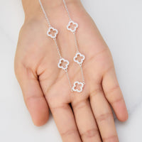 Silver Plated Multi Clover Necklace Created with Zircondia® Crystals