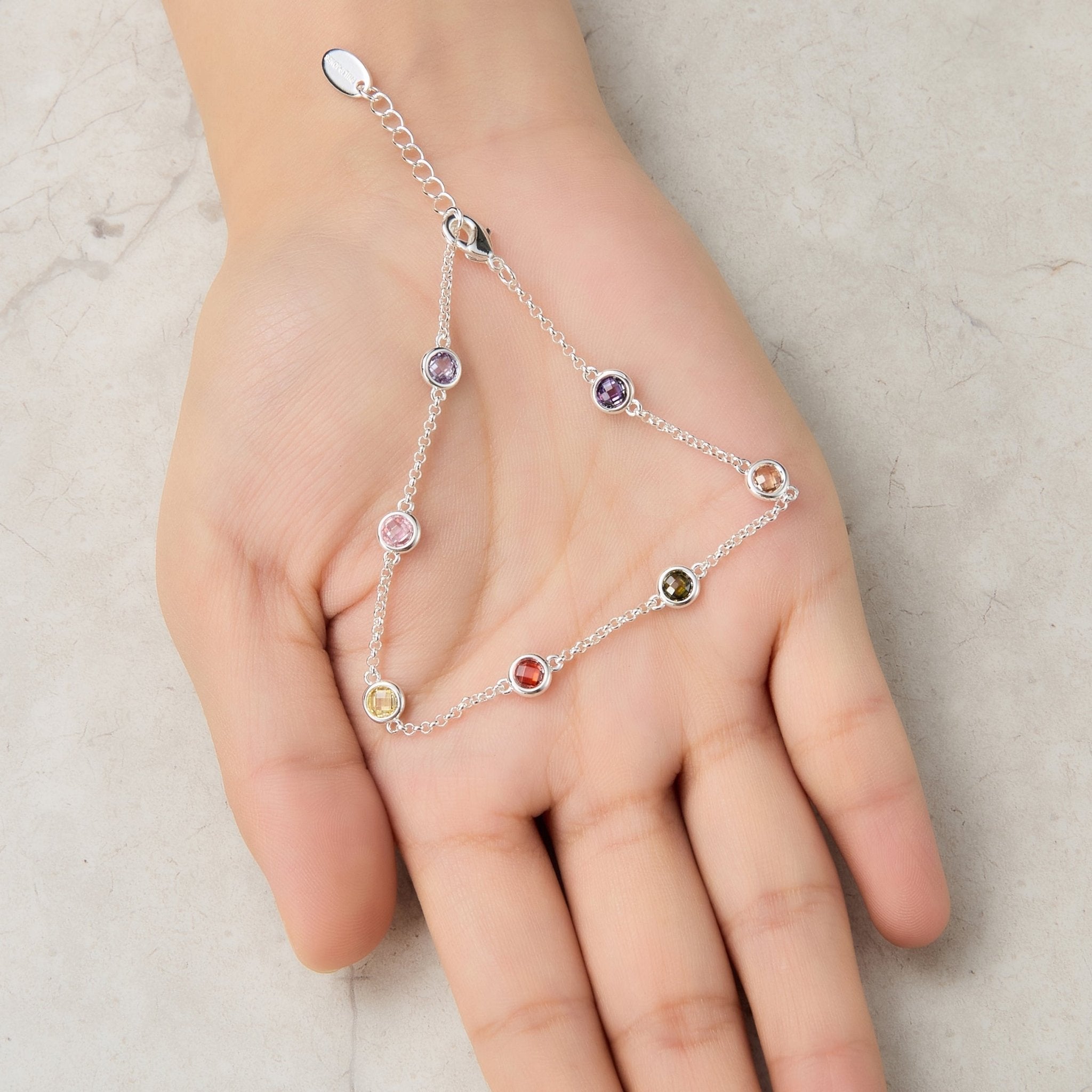 Silver Plated Multi Coloured Crystal Bracelet Created with Zircondia® Crystals