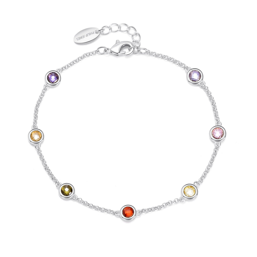 Silver Plated Multi Coloured Crystal Bracelet Created with Zircondia® Crystals