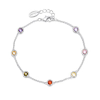 Silver Plated Multi Coloured Crystal Bracelet Created with Zircondia® Crystals