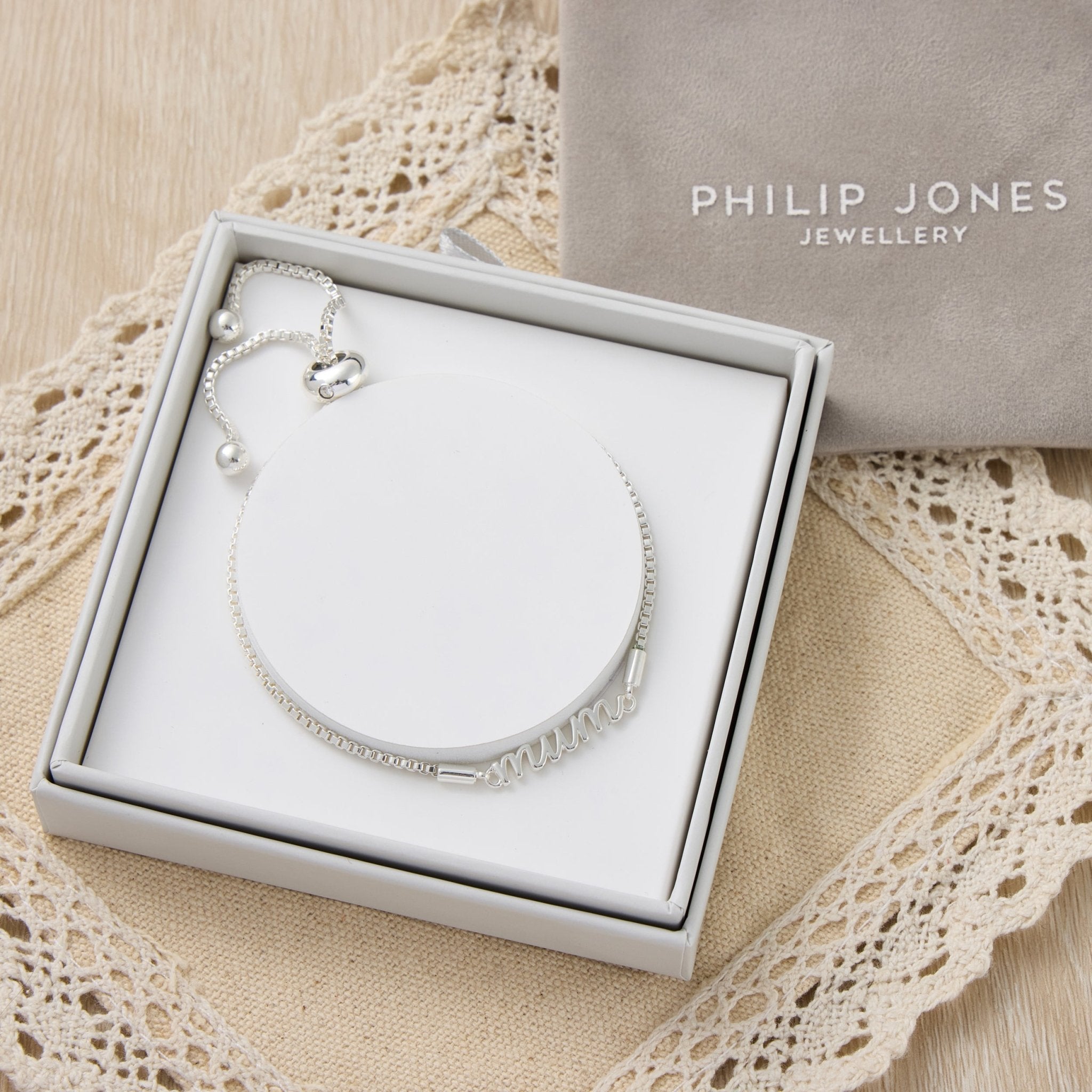 Silver Plated Mum Bracelet Created with Zircondia® Crystals with Gift Box