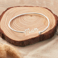 Silver Plated Mum Cuff Bangle Created with Zircondia® Crystals