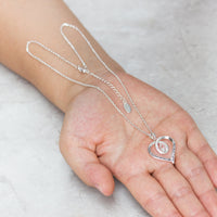 Silver Plated Mum I Love You Quote Necklace Created with Zircondia® Crystals