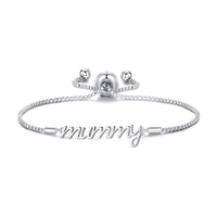 Silver Plated Mummy Bracelet Created with Zircondia® Crystals