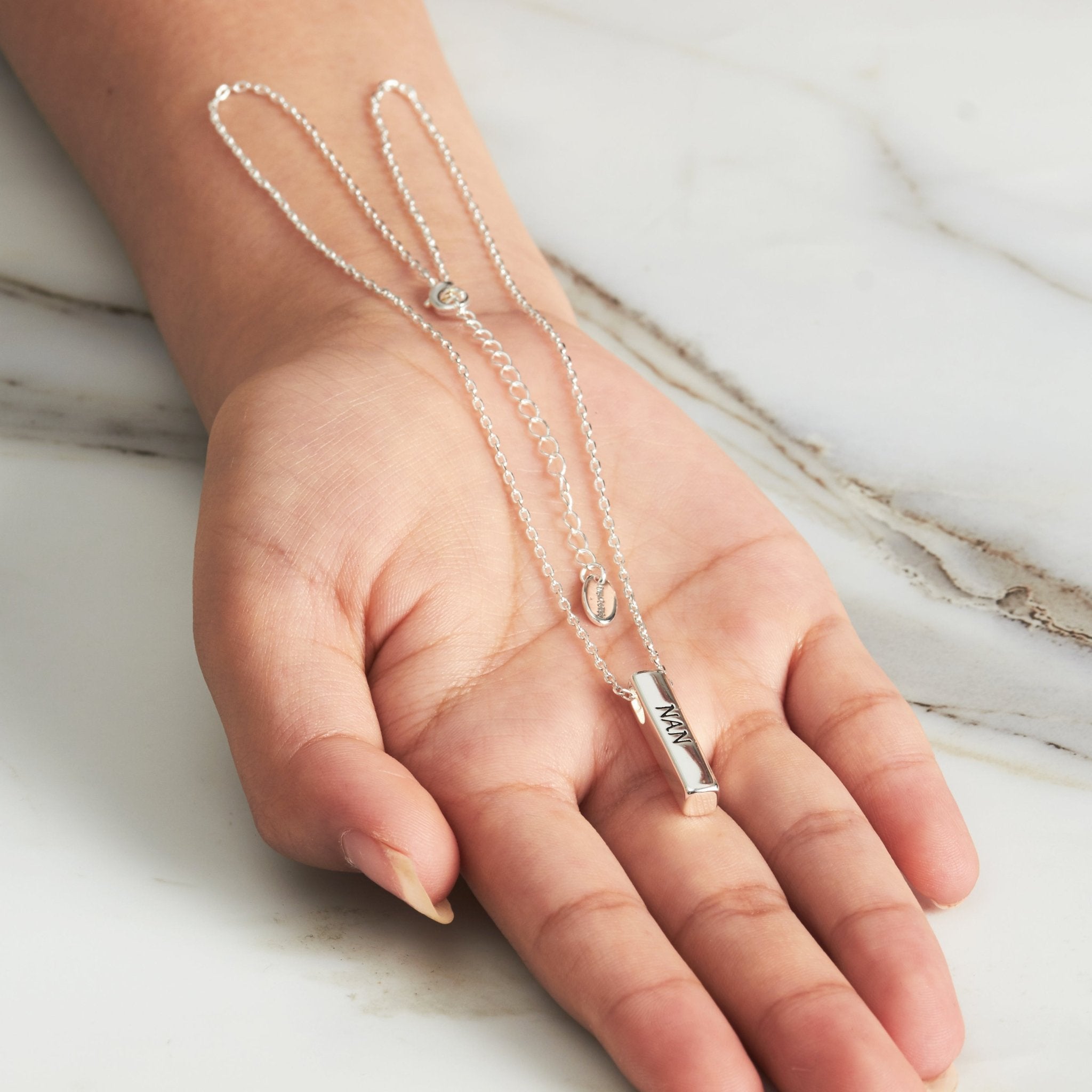 Silver Plated Nan Bar Necklace