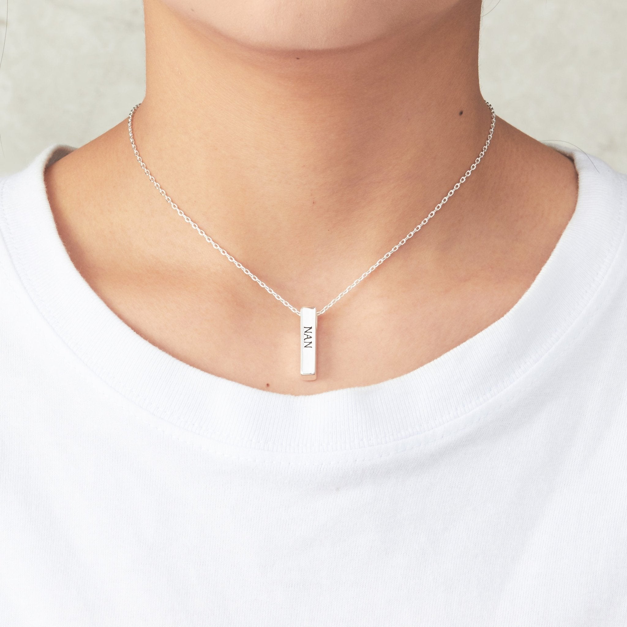 Silver Plated Nan Bar Necklace