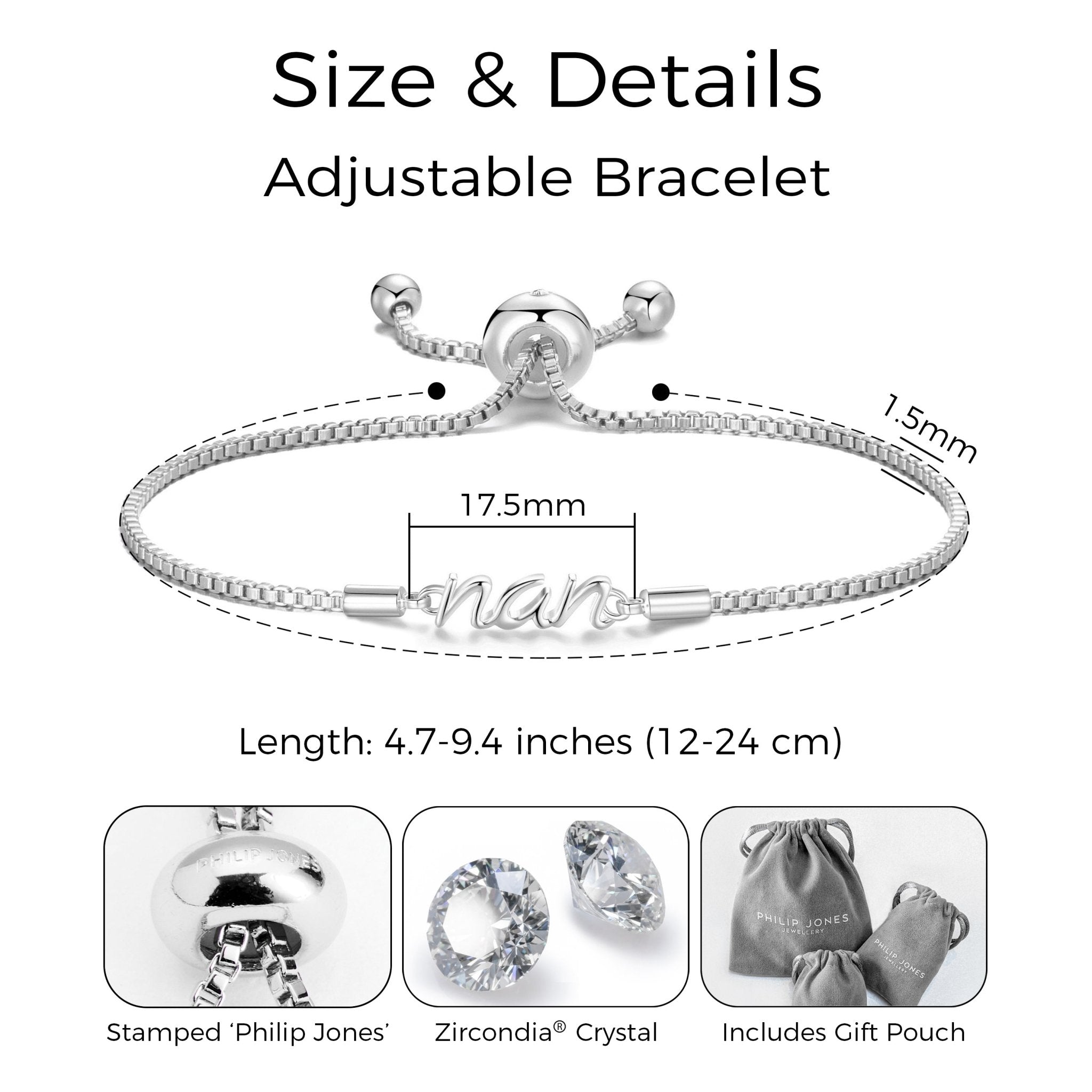 Silver Plated Nan Bracelet Created with Zircondia® Crystals with Gift Box