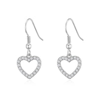 Silver Plated Open Heart Drop Earrings Created with Zircondia® Crystals