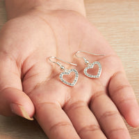 Silver Plated Open Heart Drop Earrings Created with Zircondia® Crystals