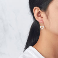 Silver Plated Open Heart Drop Earrings Created with Zircondia® Crystals