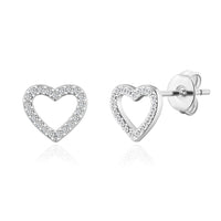 Silver Plated Open Heart Earrings Created with Zircondia® Crystals