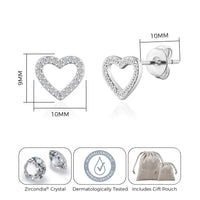Silver Plated Open Heart Earrings Created with Zircondia® Crystals