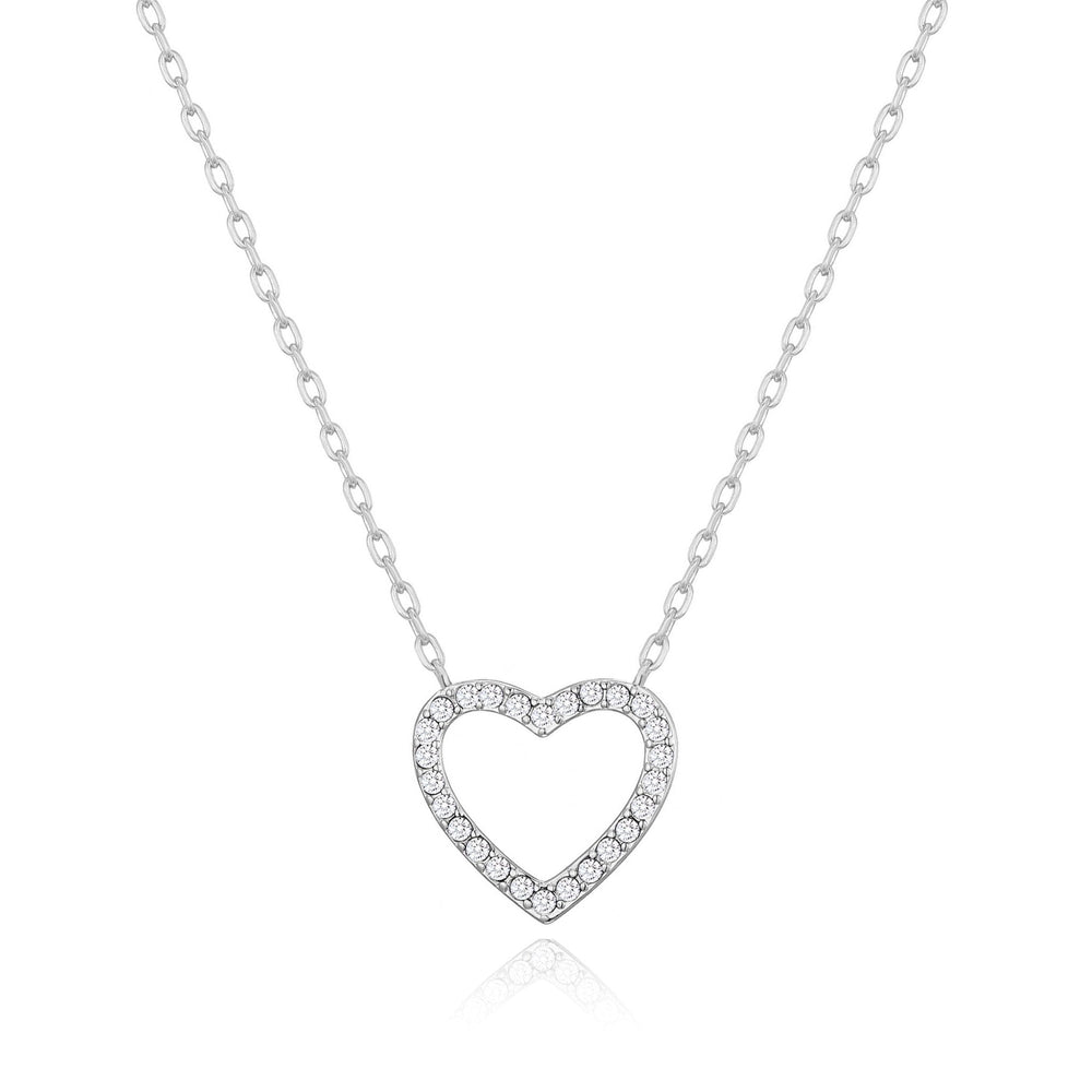 Silver Plated Open Heart Necklace Created with Zircondia® Crystals