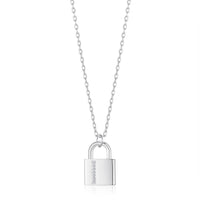 Silver Plated Padlock Necklace Created with Zircondia® Crystals