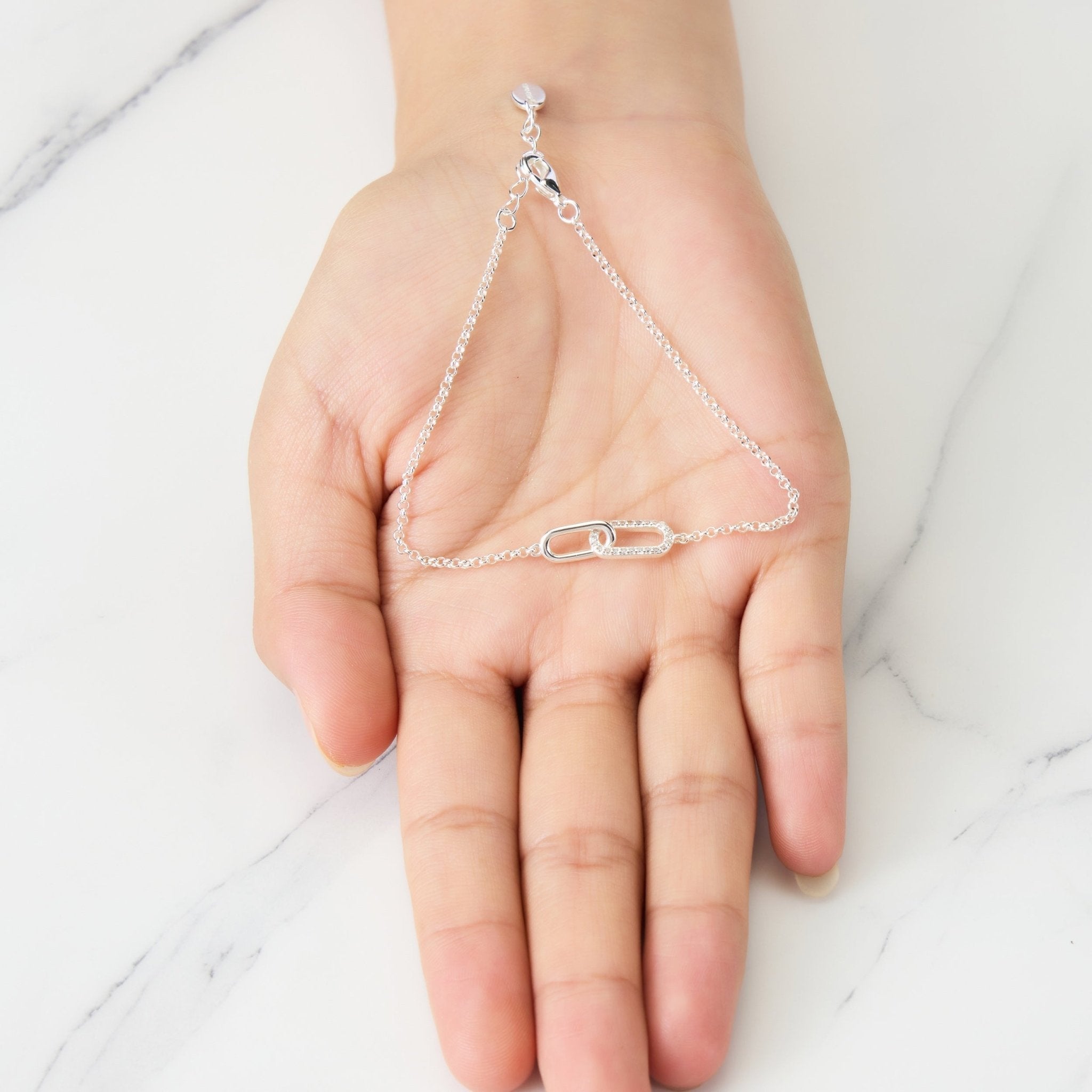 Silver Plated Paperclip Link Bracelet Created with Zircondia® Crystals