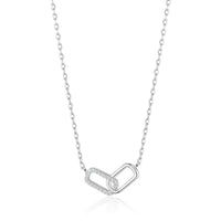 Silver Plated Paperclip Link Necklace Created with Zircondia® Crystals