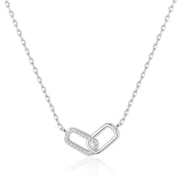 Silver Plated Paperclip Link Necklace Created with Zircondia® Crystals