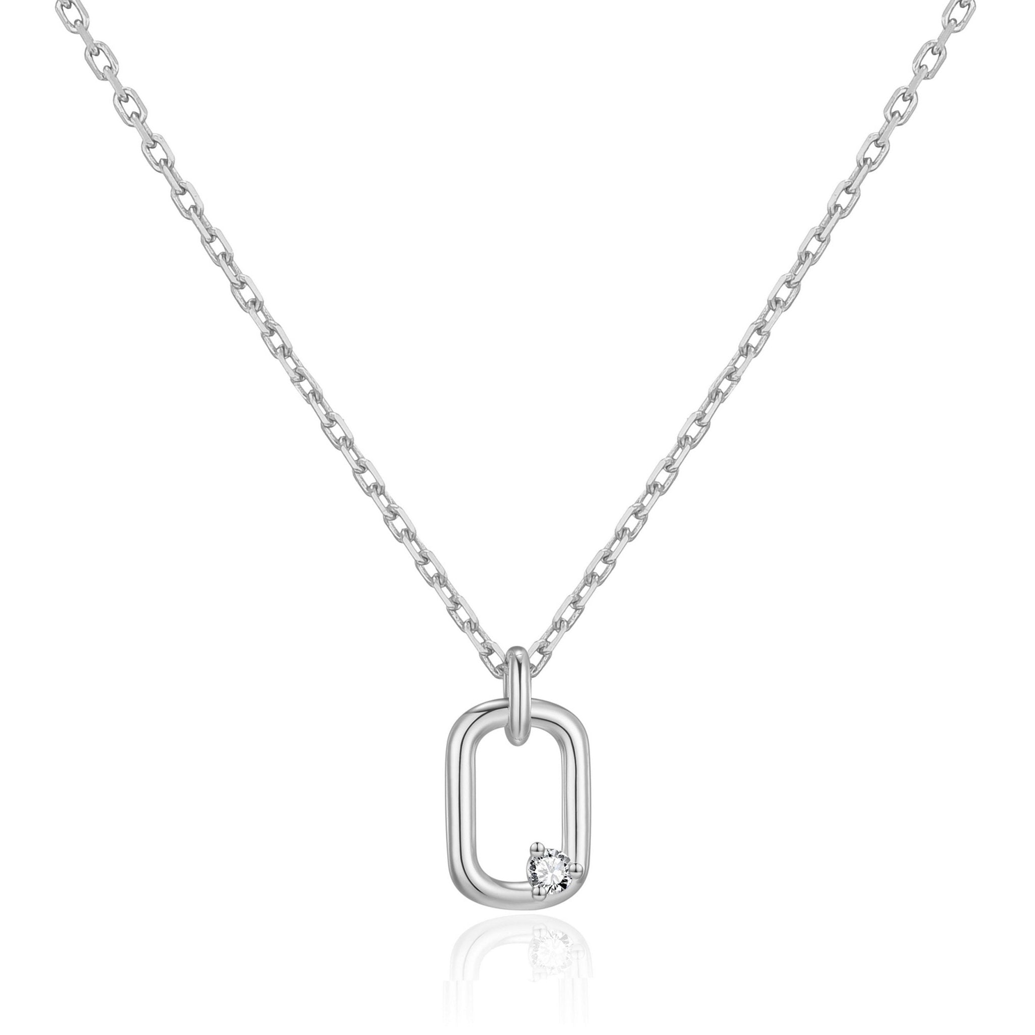 Silver Plated Paperclip Necklace Created with Zircondia® Crystals