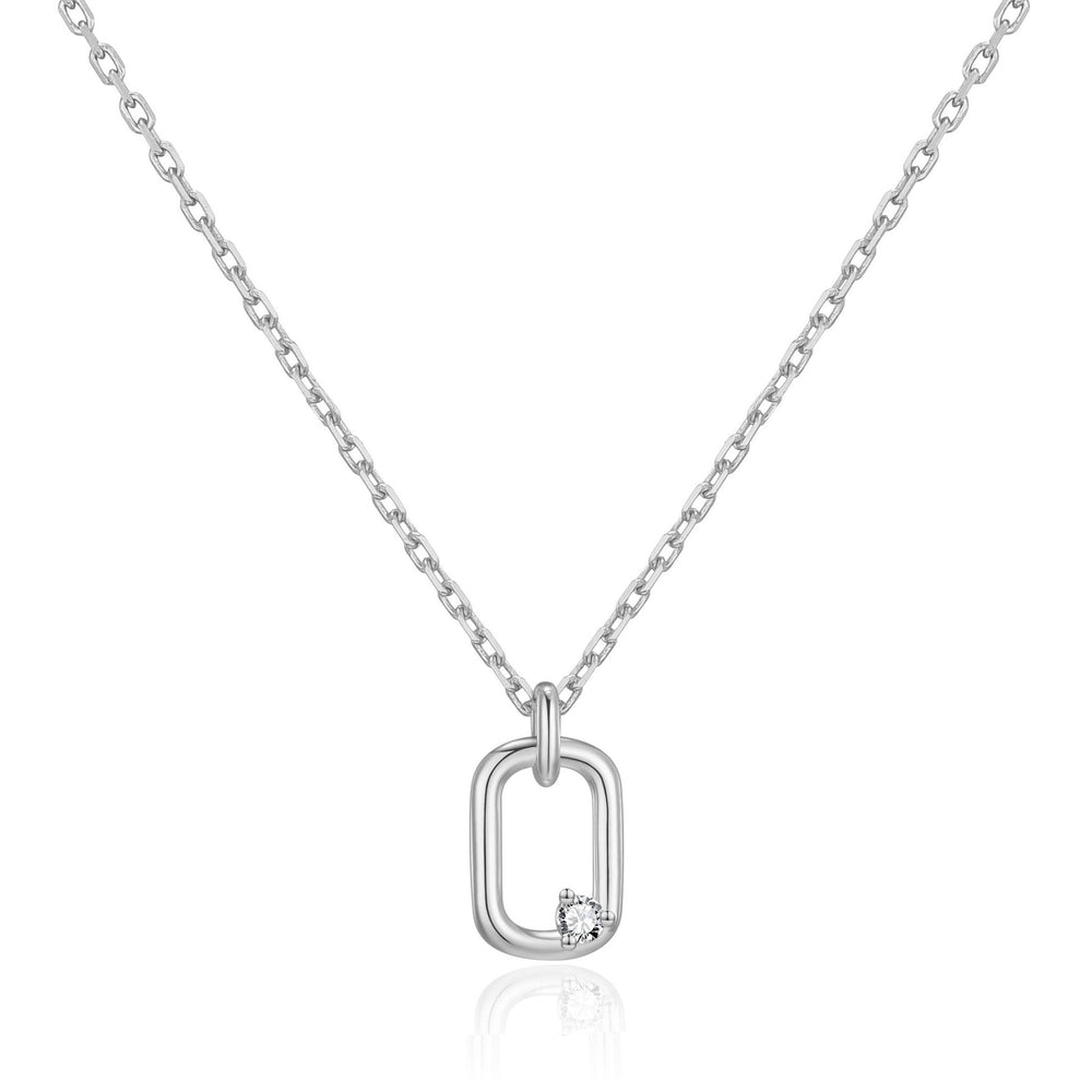 Silver Plated Paperclip Necklace Created with Zircondia® Crystals