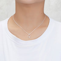 Silver Plated Paperclip Necklace Created with Zircondia® Crystals