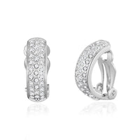 Silver Plated Pave Clip On Earrings Created with Zircondia® Crystals