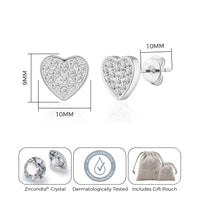 Silver Plated Pave Heart Earrings Created with Zircondia® Crystals