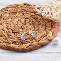 Silver Plated Pave Heart Earrings Created with Zircondia® Crystals