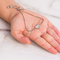 Silver Plated Pave Heart Friendship Bracelet Created with Zircondia® Crystals