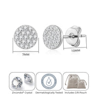 Silver Plated Pave Round Earrings Created with Zircondia® Crystals