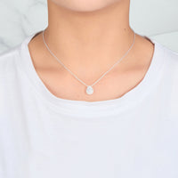 Silver Plated Pear Halo Necklace Created with Zircondia® Crystals