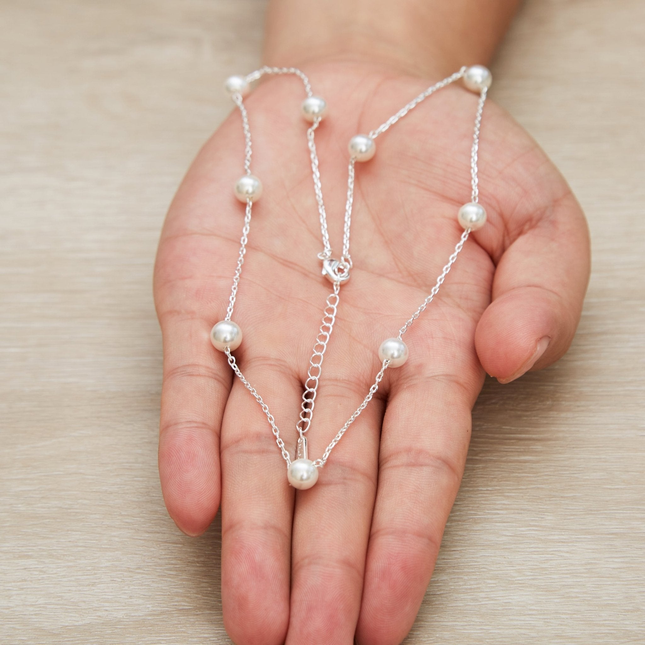 Silver Plated Pearl Chain Necklace