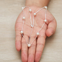 Silver Plated Pearl Chain Necklace