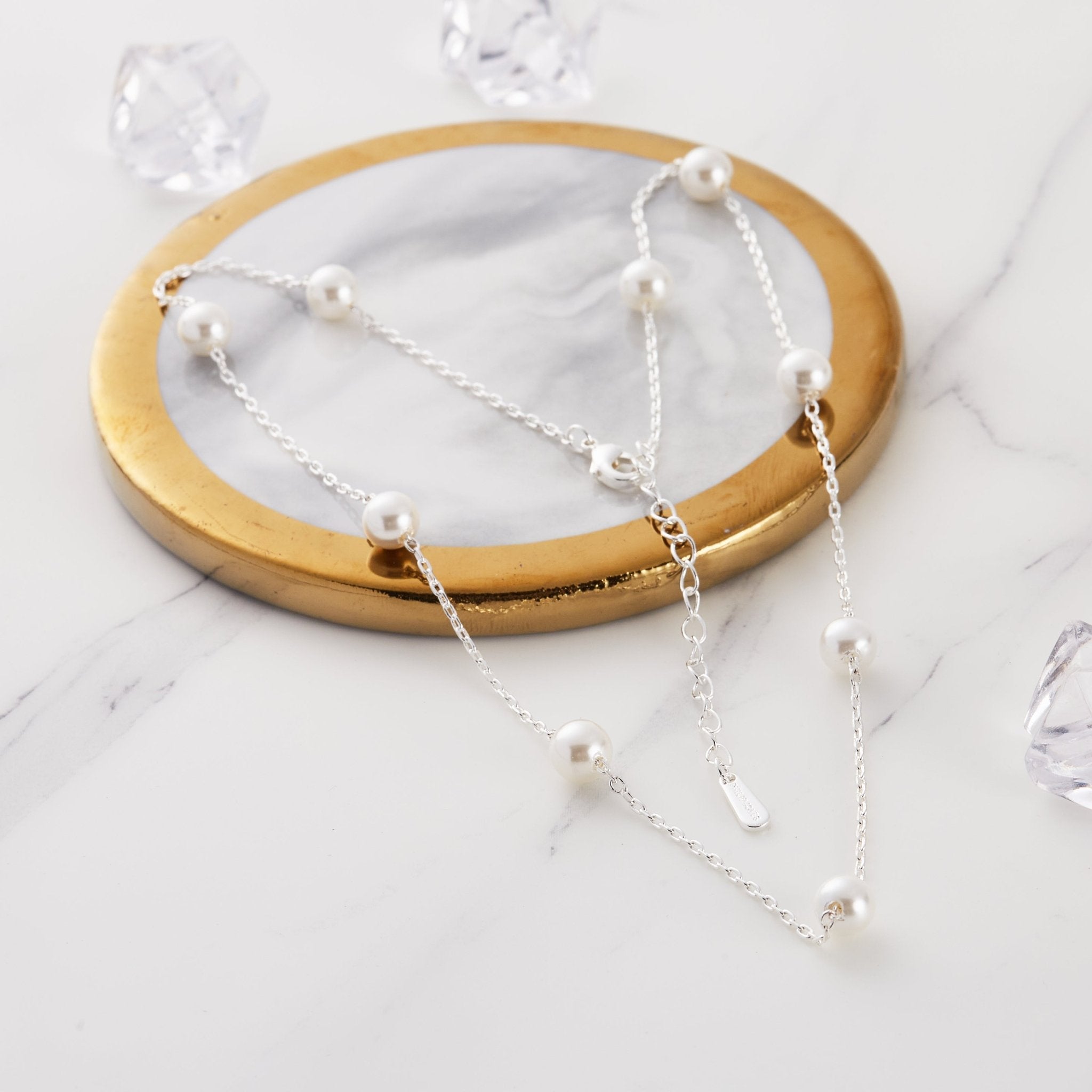 Silver Plated Pearl Chain Necklace