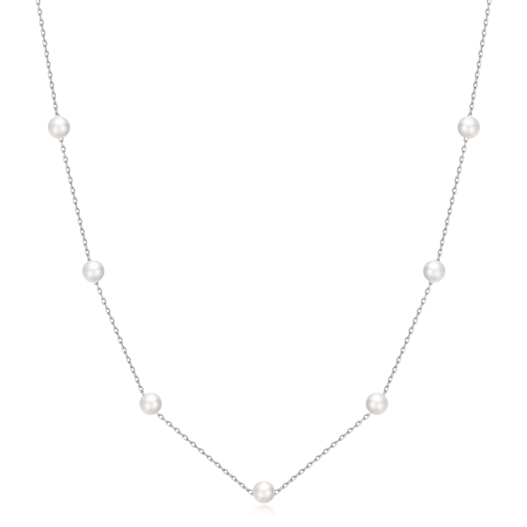 Silver Plated Pearl Chain Necklace