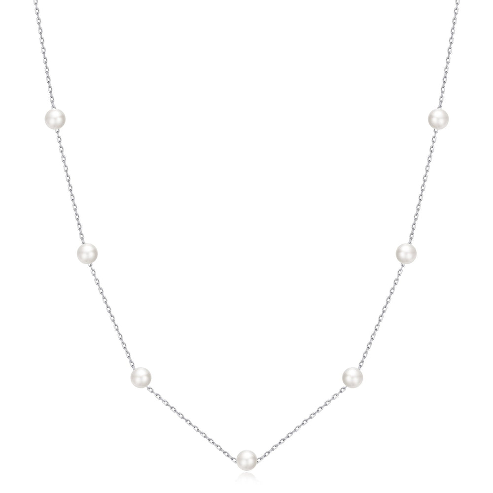 Silver Plated Pearl Chain Necklace