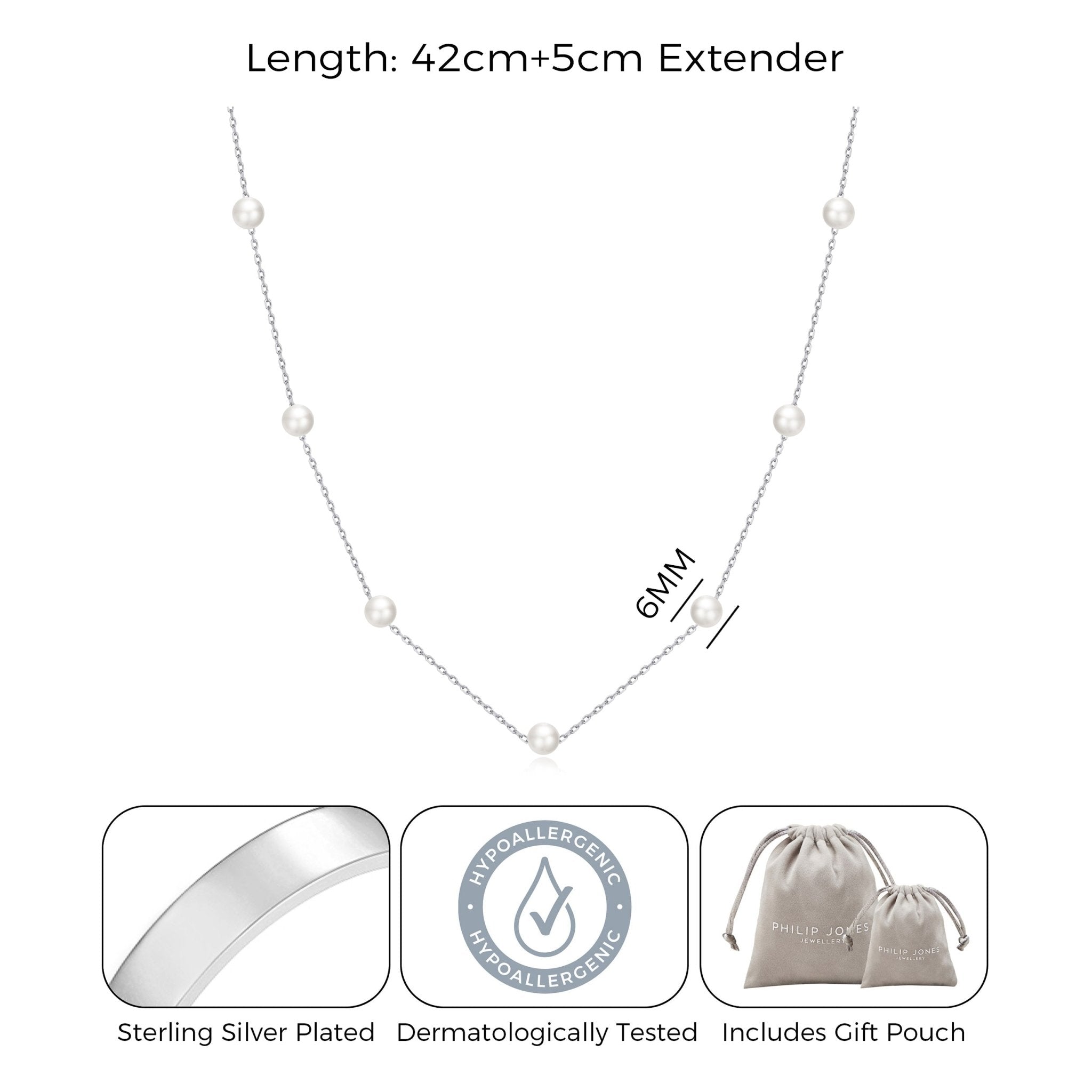 Silver Plated Pearl Chain Necklace