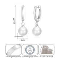 Silver Plated Pearl Drop Hoop Earrings