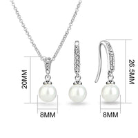 Silver Plated Pearl Drop Set Created with Zircondia® Crystals