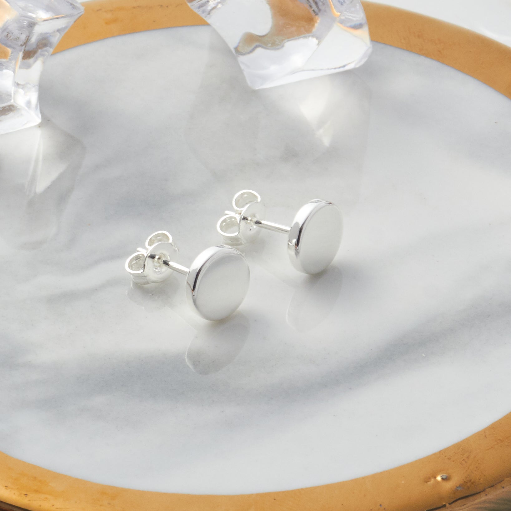 Silver Plated Round Dot Stud Earrings