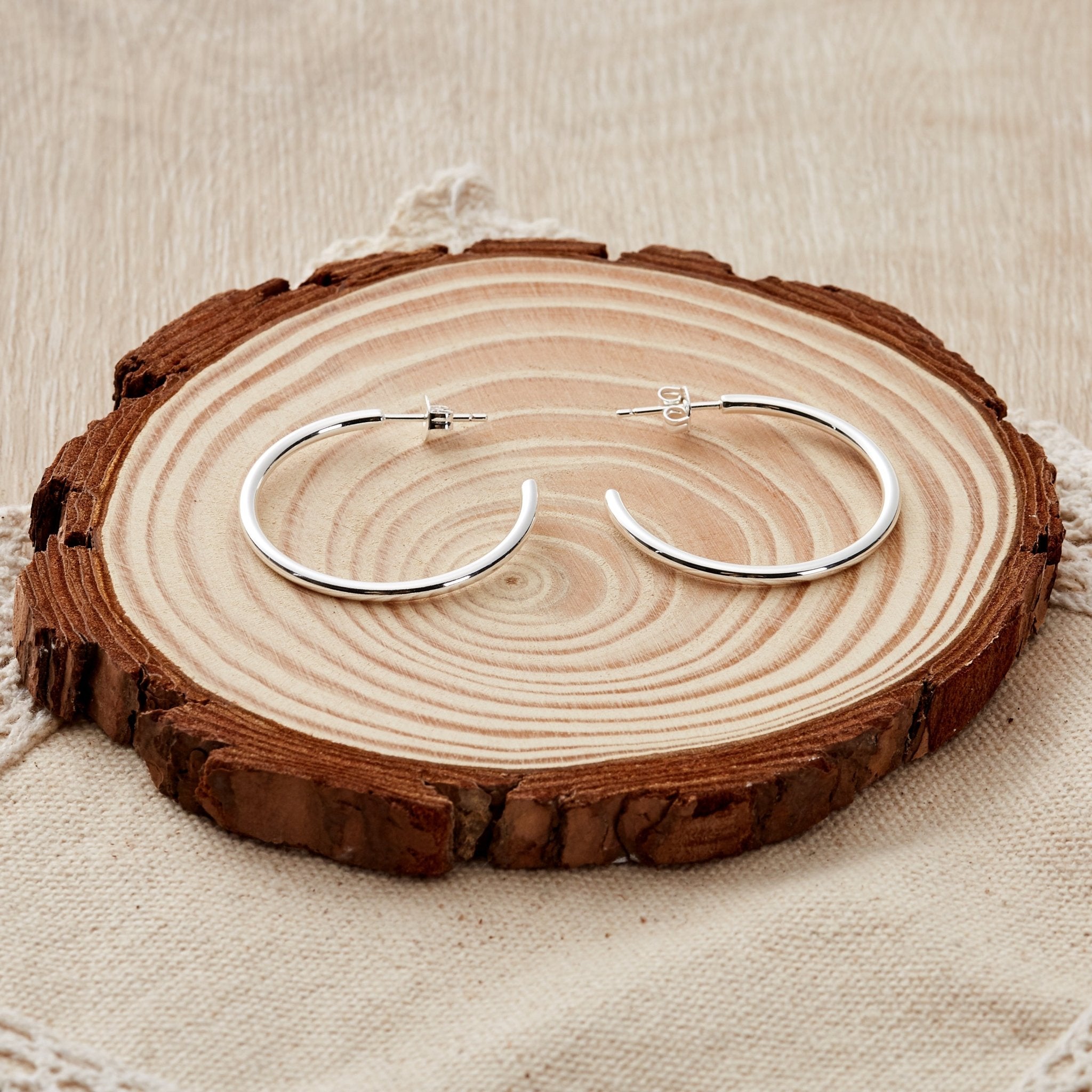 Silver Plated Round Hoop Earrings